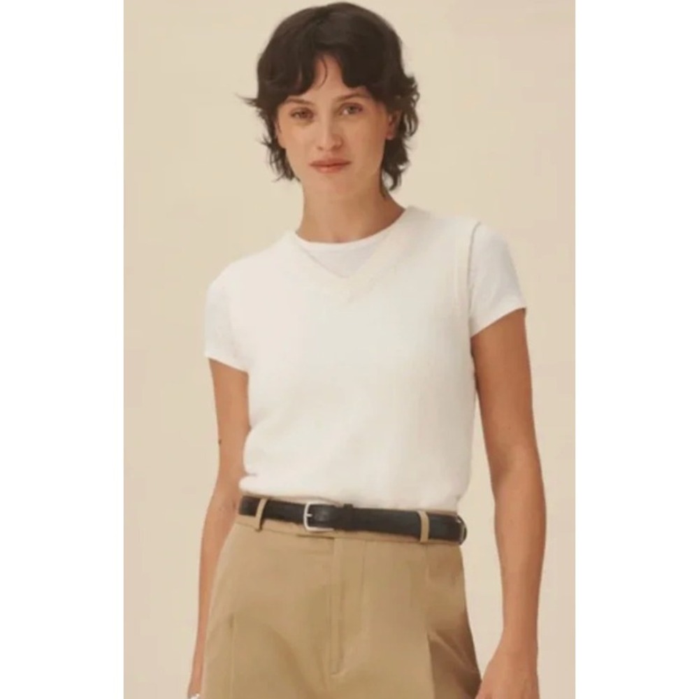 BUCK MASON Sweater Vest Cream White 100% Cashmere V-Neck Women's Size Small Lux - Picture 7 of 7